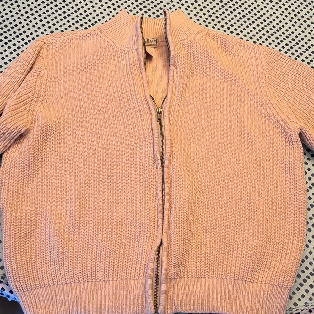 Vintage 100% cotton L.L. Bean Cream Knit Zip-Up
